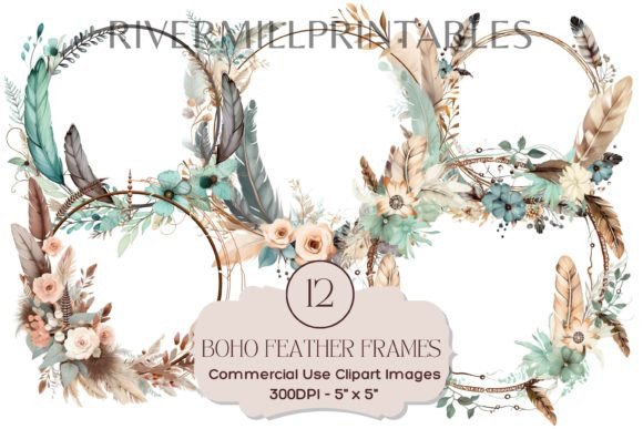 Boho Feather Frames Watercolor Clipart: A Strategic Asset for Visual Communication