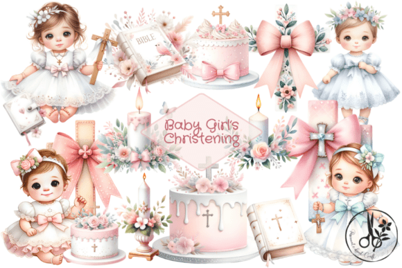 Celebrating a Baby Girl's Christening with Elegant Digital Art