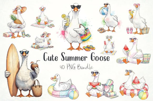 Cute Summer Goose Clipart: Elevating Your DIY Projects with High-Quality Digital Designs