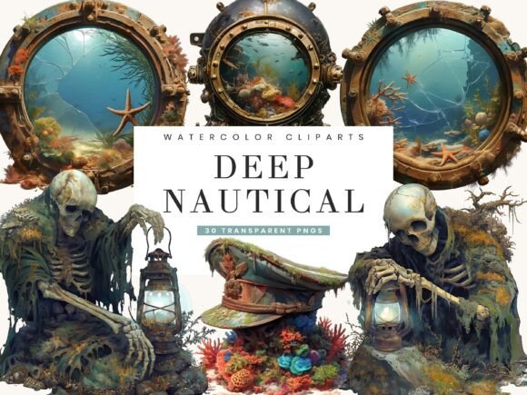 Deep Nautical Clipart Bundle: 30 Shipwrecks