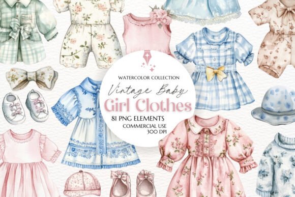 Designing with Nostalgia: A Guide to Using Vintage Baby Girl Clothes Clipart PNG