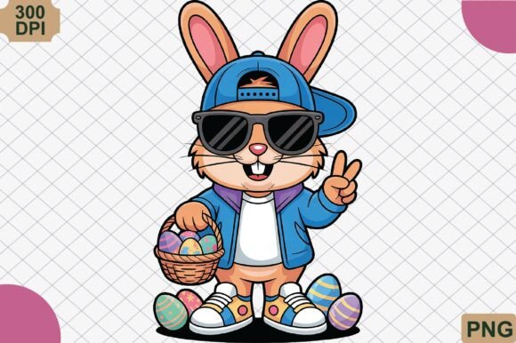 Easter Bunny Peace Sign PNG for Crafts