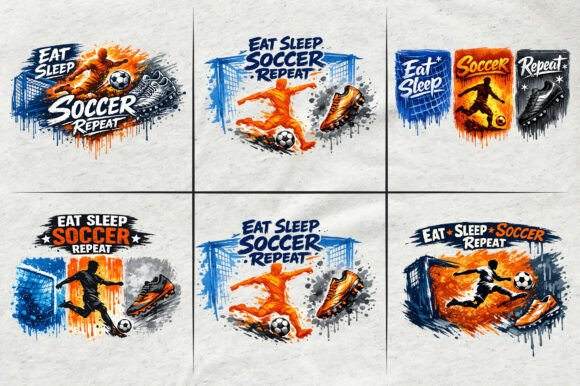 Eat Sleep Soccer Repeat Watercolor Brush Guide