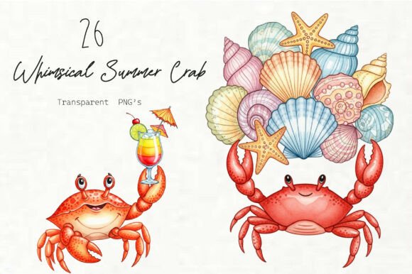 Elevating Summer Design Projects with Whimsical Summer Crab Clipart