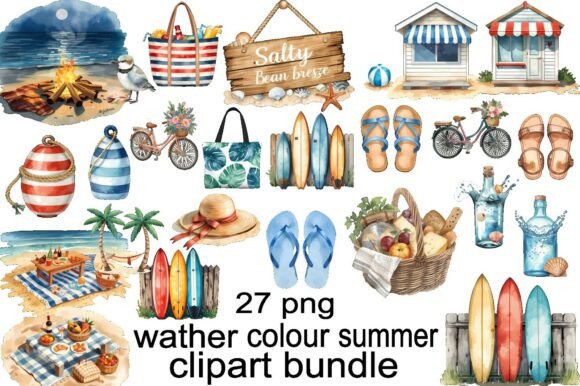 Evaluating the Watercolor Coastal Summer Clipart Bundle for Creative Projects