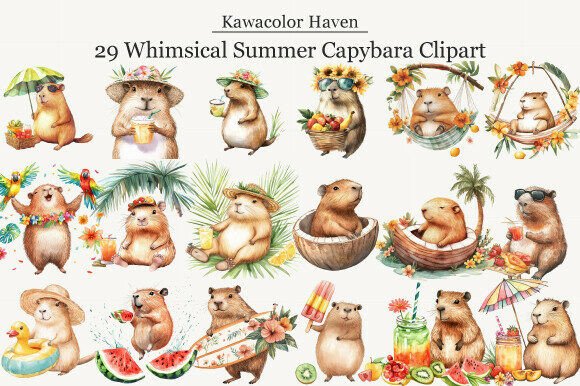 Evaluating Whimsical Summer Capybara Clipart for Creative Projects