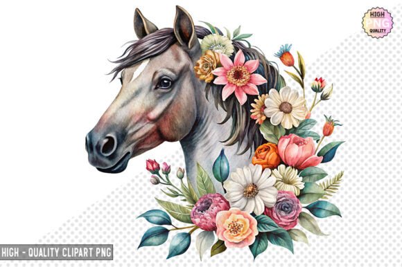 Floral Horses Clipart Sublimation PNG: Elevating Your Creative Projects with Boho Elegance