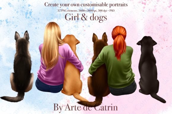 Girl and Dogs, Best Friends Clipart: A Practical Asset for Creative Projects