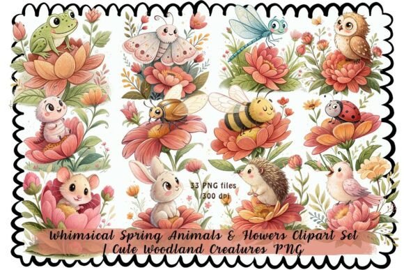 Integrating Whimsical Spring Animals Flowers Clipart into Your Creative Workflow
