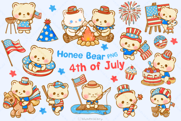 Kawaii Bear 4th of July Clipart Guide