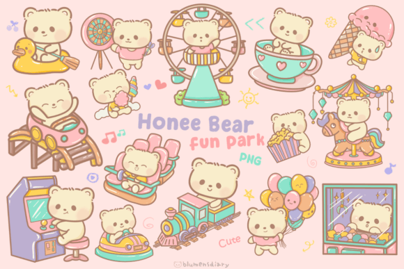 Kawaii Bear Fun Park Clipart: Bringing Whimsy to Your Creative Projects