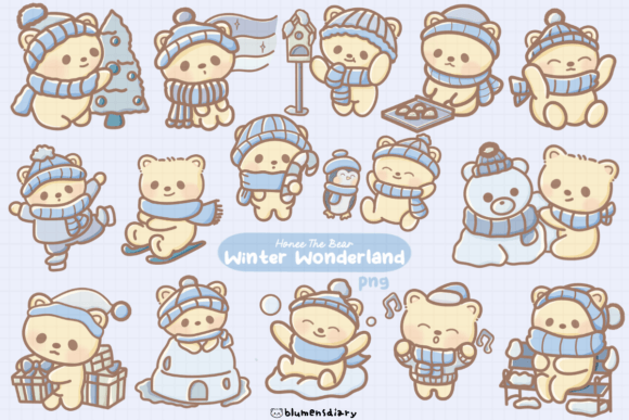 Kawaii Bear Winter Wonderland Clipart