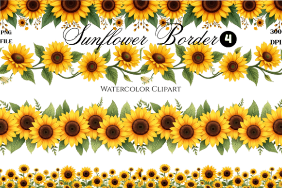 Watercolor Sunflower Border Clipart PNG: Elevating Digital and Print Designs