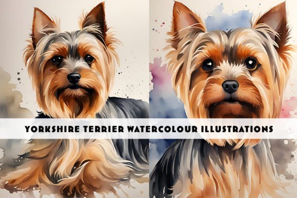 Yorkshire Terriers Watercolour Dogs: A Digital Art Resource